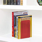 Acrimet Metal Bookends, Non-Skid Book Stand for Shelves, Heavy Duty Book Stopper, 6-7/8" H x 4" W x 4-1/2“ D, Red, 1 Pair