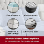 Mellanni Extra Deep California King Sheets - 4 PC Iconic Collection Bedding - Luxury, Ultra Soft, Cooling Bed Sheets - Wrinkle, Fade, Stain Resistant (Cal King, Blue Hydrangea)