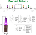 LAMPHOME Super-Bright Extendable Orange Purple and Green halloween Lights Decoration 100Lights 19.6ft UL Certified Mini Bulb String Lights Set for Outdoor Halloween Christmas Tree Garden Holiday Decor