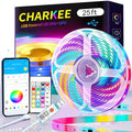 CHARKEE 25ft LED Strip Lights USB-Powered, Color Changing RGB LED Strip Lights for Bedroom/TV Backlight/Gaming Lighting, Music Sync SMD 5050 Flexible LED Lights with Remote/APP Control