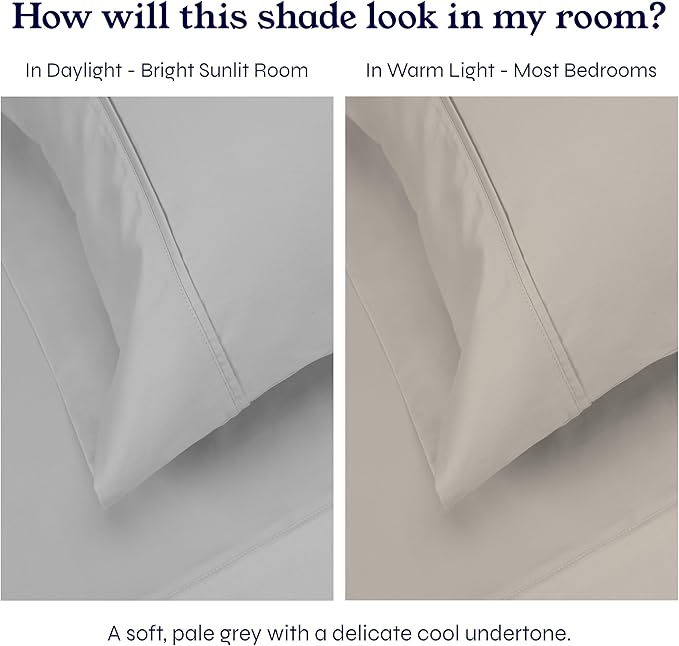 California Design Den 2-Pack Twin Cotton Sheet Sets - 400 Thread Count 100% Cotton Sateen - Extra Soft, Breathable & Cooling Sheets, Wrinkle Resistant, 2 Sets of Deep Pocket Bed Sheets - Light Grey