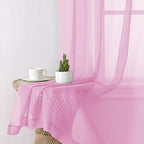 Aiyufeng Light Pink Sheer Curtains 84 Inches Long 2 Panels Set, Semi Transparent Voile Rod Pocket Sheer Window Drapes for Bedroom Bed Canopy Living Room Dining Wedding Party Backdrop, 40W x 84L inch