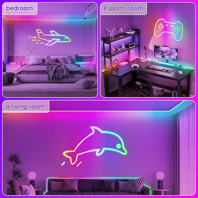 32.8FT Neon Rope Lights,Flexible Led Rope Lights Control with App/Remote,Multiple Modes Rope Lights,IP65 Outdoor RGB Led Neons Light Waterproof
