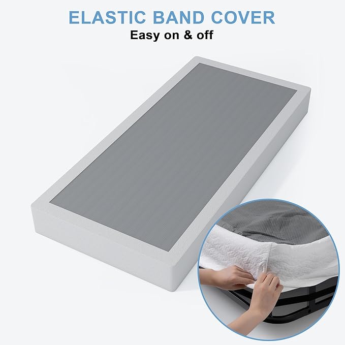 Twin Box Spring - 7 Inch High Profile Box Spring for Twin Bed, Sturdy Metal Frame Mattress Foundation, Easy Assembly, Quiet & Noise-Free