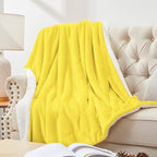 Walensee Sherpa Fleece Blanket (Twin Size 60”x80” Yellow) Plush Throw Fuzzy Super Soft Reversible Microfiber Flannel Blankets for Couch, Bed, Sofa Ultra Luxurious Warm and Cozy for All Seasons