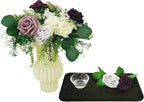 Artificial Fake Flowers 25pcs Roses, Shade of Dark Purple Foam Rose Faux Flower for DIY Wedding Bouquet Bridal Shower Centerpieces Floral Arrangements Party Table Home Decorations