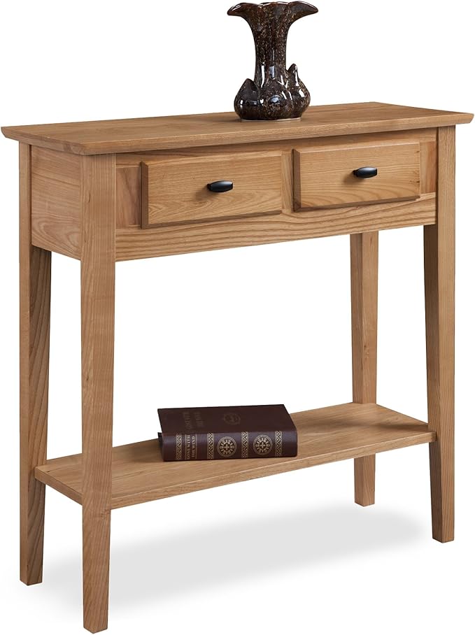 30 in. Solid Wood Hall Entryway Console Sofa Table with Shelf and Two Drawers, Desert Sand Natural Brown – Leick Home, 10075-DS