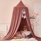 dix-rainbow Princess Decor Canopy for Kids Bed, Soft and Durable Bed Canopy for Girls Room Tent Canopy Dreamy Mosquito Net Bedding, Children Reading Nook Canopies Indoor（Red Bean）