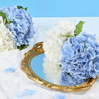 4Pcs Real Touch Hydrangea Artificial Flowers, Blue White Fake Hydrangea Flowers, 21" Lifelike Latex Faux Hydrangea Flowers for Wedding Bouquet Home Decor Centerpieces