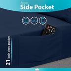 DREAMCARE Twin XL Sheet Sets – 3pcs Cooling Sheets – up to 15” Deep Pocket Twin XL Sheets Set – Hotel Luxury Sheets & Pillowcases – Superior Softness 100% Fine Microfiber with Side Pocket – Navy Blue