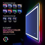 LOAAO 50"X30" LED Bathroom Mirror with Lights, Anti-Fog, Dimmable, RGB Backlit + Front Lighted, Bathroom Vanity Mirror for Wall, Memory Function