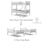 Storkcraft Caribou Bunk Bed Twin Over Twin Bunk Bed (White) - GREENGUARD Gold Certified, Twin Bunk Beds for Kids, Converts to 2 Individual Twin Beds, Bunk Beds for Kids