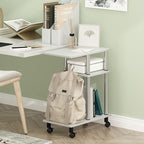 Furinno Turn-N-Tube U-Shaped Side Table with Casters, White Oak/Stainless Steel