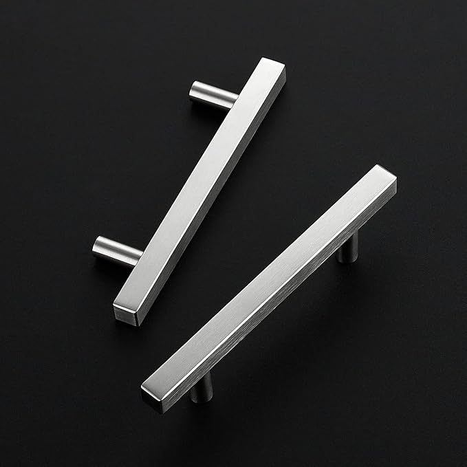 Ravinte Brushed Nickel Cabinet Handles 30 Pack 3-3/4 inch Satin Nickel Square Cabinet Pulls Silver Hardware for Kitchen Cabinets 6 inch Overall Length Stainless Steel Drawer Pulls