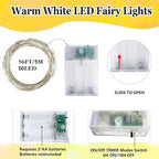 6-Pack Fairy Lights Battery Operated with Timer, Waterproof 16FT 50 LED String Lights Indoor Outdoor, Cuttable Starry Fairy Lights for Christmas Home Bedroom Wedding DIY Centerpiece Decor (Warm White)