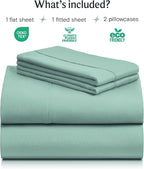 LuxClub 4 PC King Sheet Set, Breathable Luxury Bed Sheets, Deep Pockets Wrinkle Free Cooling Sheets Machine Washable Hotel Bedding Silky Soft - Light Teal King