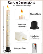 Da by 3 Flameless Window Candles with Remote Control & Timer, Battery Powered Surround Fairy Lamp, 9.6" Christmas Candle, Free 3 Black Bases for Home, Festive, Christmas, Wedding & Event Decoration