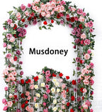 Musdoney 4Pcs 32.2 FT Fake Rose Vine Flowers Plants Artificial Flower Garland Hanging Rose Ivy Home Hotel Office Wedding Party Garden Craft Art Decor (Red)