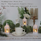 LLQ 8 Pcs Mini Lantern Decor Moroccan Lantern with Flickering LED Candle Table Centerpiece Small Vintage Wedding Hanging Lamp Ornaments Bulk for Wedding Halloween Christmas Party (5 Inch,White)
