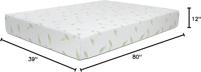 NapQueen Twin XL Size, 12 Inch Anula Green Tea Infused Memory Foam Mattress, Bed in a Box, CertiPUR-US Certified Mattress