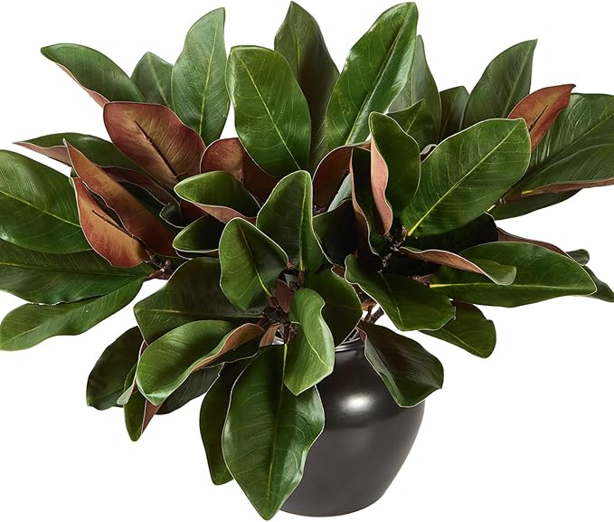 4 Pcs Magnolia Artificial Leaves Branches 22 Inch 3D Real Touch Faux Magnolia Stems Fake Magnolia Twigs for Indoor Outdoor Vase Filling Home Wedding Floral Arrangement Decoration