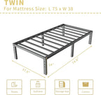 ALDRICH 14 Inch Metal Twin Bed Frame - Single Black Basic Steel Slats Platform, Easy Assembly Heavy Duty Noise Free Bedframes, No Box Spring Needed