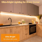 maylit Under Cabinet Strip Lighting Plug in 24in, Ultra Bright Small LED Light Bar, 2700K Warm White, Wired Lights for Kitchen Cabinet, Counter, Workbench, Desk, Closet, Shelf, Indoor