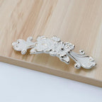 2Pcs Euro Rose Decorative Cabinet Pull Handles Ivory Drawer Pull Handles Vintage Kitchen Zinc Alloy Flower Drawer Dresser Vanity Nightstand Cupboard Wardrobe Pull Handles, 3.78" Hole Center