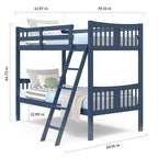 Storkcraft Caribou Bunk Bed Twin Over Twin Bunk Bed (Navy) - GREENGUARD Gold Certified, Twin Bunk Beds for Kids, Converts to 2 Individual Twin Beds, Bunk Beds for Kids