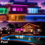 DAYBETTER Outdoor LED Strip Lights, IP67 Waterproof LED Lights with Remote, APP Control, Color Changing LED Rope Lights for Bedroom, Bathroom, Roof, Balcony, Pool, 24V, 100ft