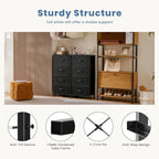 DUMOS Dresser for Bedroom 4 Drawers, Tall Fabric Closet Chests Organizer Tower Furniture with Wooden Top Metal Frame for Nursery, Living Room, Closet, Black