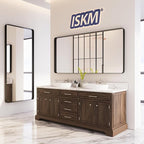 ISKM Black Framed Mirror for Wall 84"x 32", Large Bathroom Mirror Anti-Rust, Tempered Glass, Rounded Rectangle Mirror(Horizontal/Vertical)
