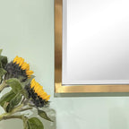 TEHOME Brushed Gold Metal Framed Pivot Rectangle Bathroom Mirror Tilting Beveled Vanity Mirrors for Wall, Overall 27.9 x 36 inches (Mirrror 24 x 36 inches)