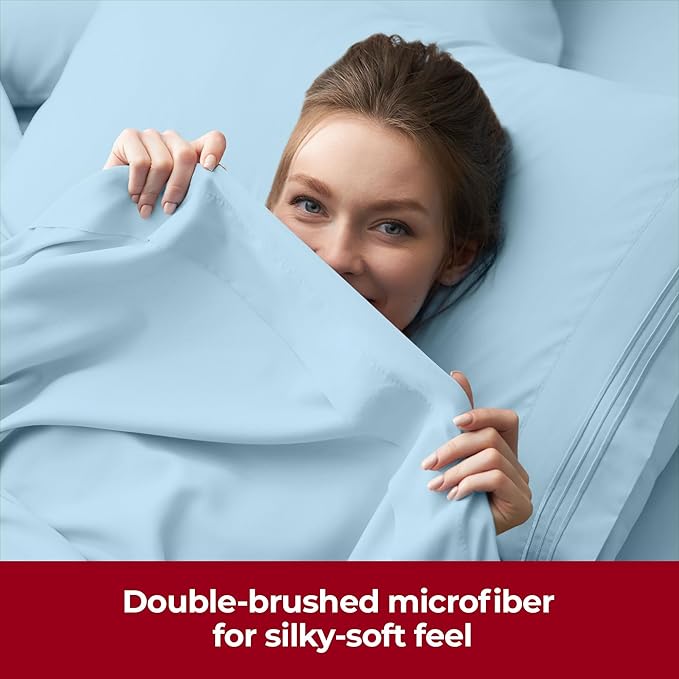 Mellanni Extra Deep Full Sheets - 4 PC Iconic Collection Bedding - Hotel Luxury, Ultra Soft, Cooling Bed Sheets - Wrinkle, Fade, Stain Resistant (Full, Aqua)