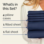 Queen 6 Piece Sheet Set - Comfy Breathable & Cooling - Ultra-Soft Hotel Luxury Bedding Set with 8-16 Inch Deep Pockets - 1 Flat & 1 Fitted Sheet & 4 Pillowcases - Wrinkle Free & Easy Care - Navy Blue