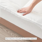 Great Bay Home Twin Mattress Topper. Thick, Elastic Corner Mattress Protector and Cover. Ultra-Soft Pillowtop Mattress Pad. Fits Mattresses Up to 18" (Twin, White)