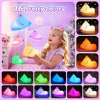 Mubarek Night Light for Kids,16Colors Cat Night Light for Kids Cute Lamp,Dimmable Toddler NightLight for Girls,Soft Silicone Nightlight for Baby Room, Rechargeable Cute Lamp Big Size