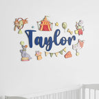 Custom Nursery Name Sign with Themed Decor Kit | Personalized Wooden Wall Art for Baby, Kids Room | Space, Jungle, Circus, Under the Sea, Woodland, Rainbow (50", Circus)