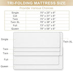 Folding Mattress, 6 Inch Memory Foam Tri-fold Mattress with Breathable & Washable Bamboo Fiber Fabric Cover, Foldable Guest Bed for Camping, Road Trip, Queen