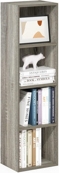 Furinno PASIR Book Shelf, 4-Tier Modern Bookshelf, Open Shelves Bookcase 9" x 12" x 42", for Living Room, Bedroom, Home Office, French Oak