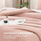 Litanika Comforters Blush Oversized King Size, 3 Pieces Lightweight Solid Bedding Set & Collections, All Season Fluffy Bed Set (120x98In Comforter & 2 Pillowcases)