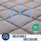 OLANLY California King Quilted Fitted Mattress Pad – Soft Down Alternative Pillow Top Mattress Topper, Cooling Breathable Mattress Cover, Machine Washable Deep Pocket Mattress Protector, Light Grey