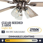 Prominence Home Glenmont, 52 Inch Farmhouse LED Ceiling Fan with Light, Pull Chain, Three Mounting Options, Dual Finish Blades, Reversible Motor - 50388-01 (Pewter)