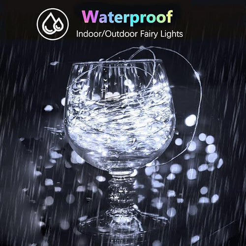 2 Pack 200LED Christmas Battery Operated Fairy Lights with Remote, 8 Modes String Lights with Timer, Dimmable, Memory Function, Waterproof Twinkle Lights for Outdoor Indoor Christmas Decor(Cool White)