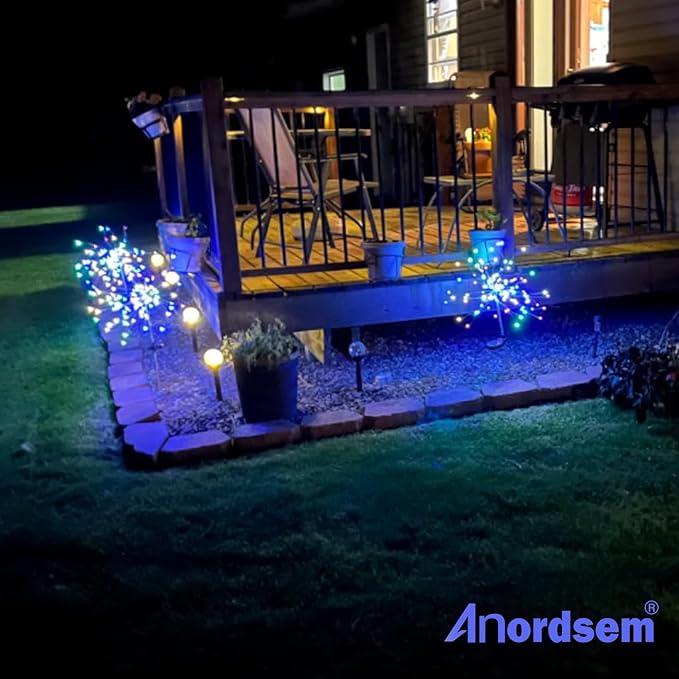 Anordsem Solar Lights Outdoor Waterproof: Garden Light Solar Powered for Yard Outside - Fireworks Lamp Colorful Lighting Path Decor 6 Pack - LED Sparkler DIY Decorating Gifts for Women Mom Wife