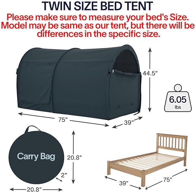 LEEDOR Bed Tent Dream Tents Bed Canopy Shelter Cabin Indoor Privacy Warm Breathable Pop Up Twin/Full/Queen for Kids and Adult Patent Pending(Mattress Not Included)