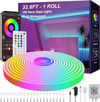 32.8ft LED Neon Rope Lights with App and Remote Control, IP65 Waterproof Neon Strip Lights for Outdoor Indoor, DIY Design Flexible Led Rope Lights for Bedroom, Living, Gaming, Party Decor