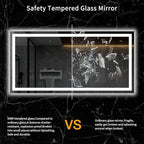 LOAAO 72X36 LED Bathroom Mirror with Lights, Anti-Fog, Dimmable, Backlit + Front Lit, Lighted Bathroom Vanity Mirror for Wall, Memory Function, Tempered Glass, ETL Listed