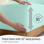 LuxClub 4 PC Sheet Set Bed Sheets Deep Pockets 16" Eco Friendly Wrinkle Free Cooling Machine Washable Hotel Bedding Silky Soft - Aquamarine Queen