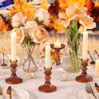 Amber Candle Holder Set of 12, Glass Taper Candle Holders, Amber Candlestick Holders, Candle Stick Holder for Table Centerpieces, Vintage, Home Decor